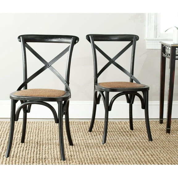 SAFAVIEH Franklin X-Back Bistro Rustic Chairs, Distressed Hickory, Set of 2