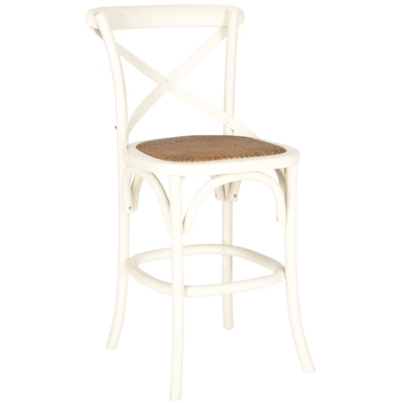 SAFAVIEH Franklin X-Back Bistro Rustic Counter Stool with Footrest, Distressed Ivory
