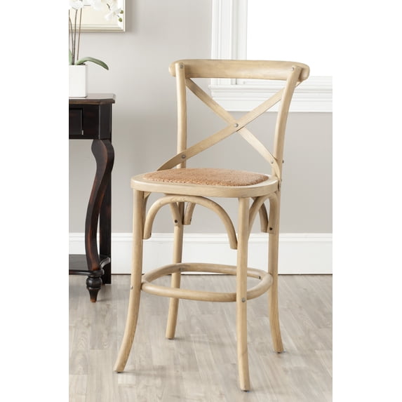 SAFAVIEH Franklin X-Back Bistro Rustic Counter Stool with Footrest, Weathered Oak