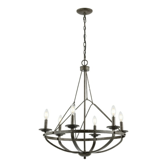 SAFAVIEH Fraser 6-Light Antique Silver Glass Chandelier