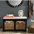 thumbnail image 1 of SAFAVIEH Freddy Contemporary Wicker Storage Bench with Cushion, Distressed Black, 1 of 6
