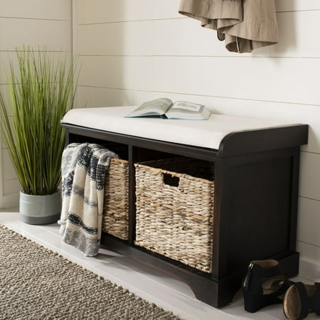 SAFAVIEH Freddy Contemporary Wicker Storage Bench with Cushion, Brown