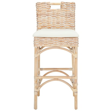 SAFAVIEH Fremont Round Rattan Bar Stool, White