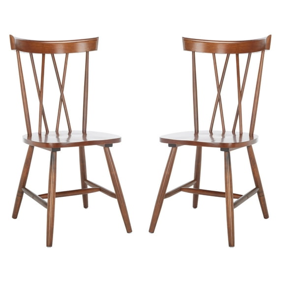 SAFAVIEH Friar Contemporary Dining Chair, Walnut, Set of 2 (21 in. W x D x 36 in. H)
