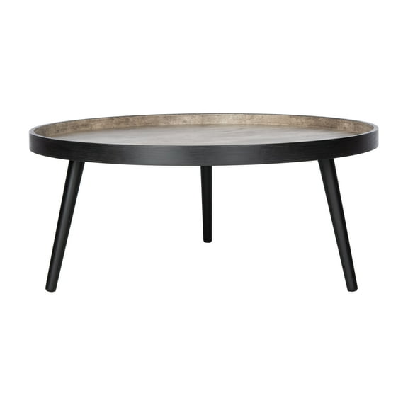 SAFAVIEH Fritz Modern Round Tray Top Coffee Table, Light Grey/Black