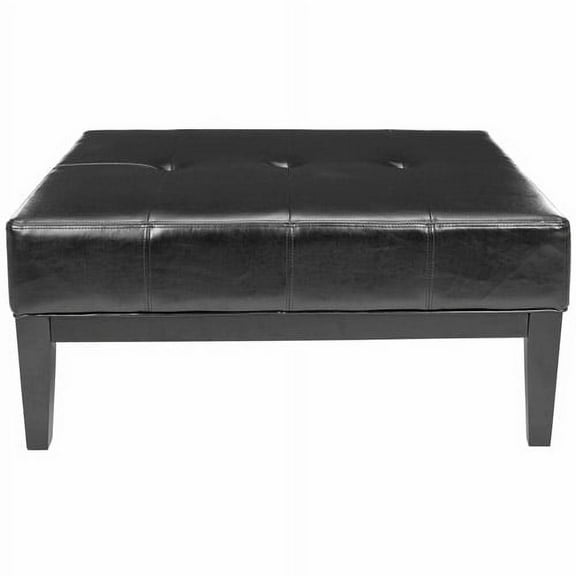 SAFAVIEH Fulton Rustic Glam Large Square Cocktail Ottoman, Black