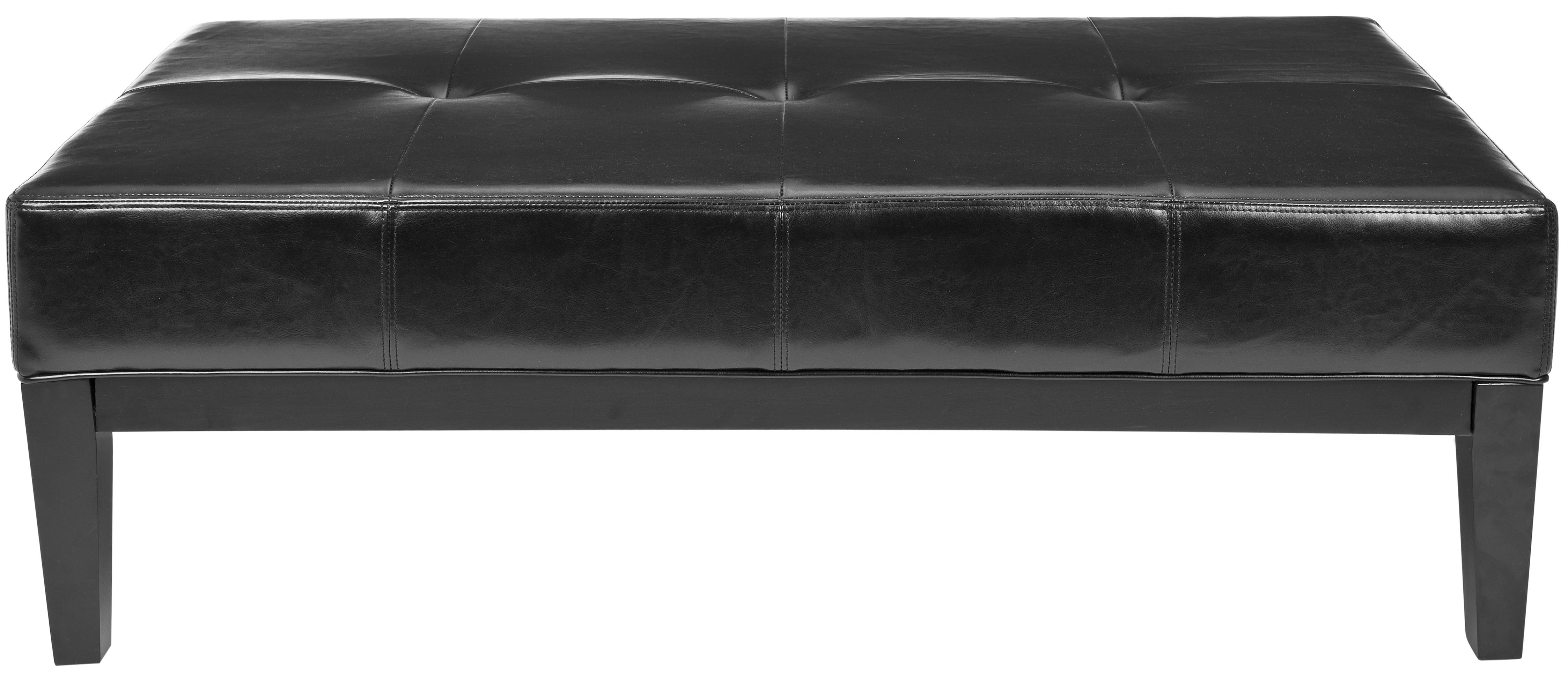Elegante 48" Transitional Black Tufted Cocktail Ottoman