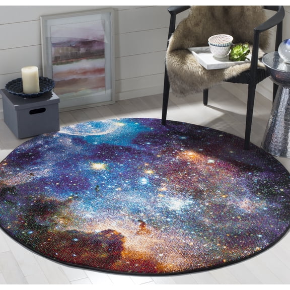 Safavieh Galaxy Kalden Geometric Area Rug, Purple/Multi, 5'3" x 5'3" Round
