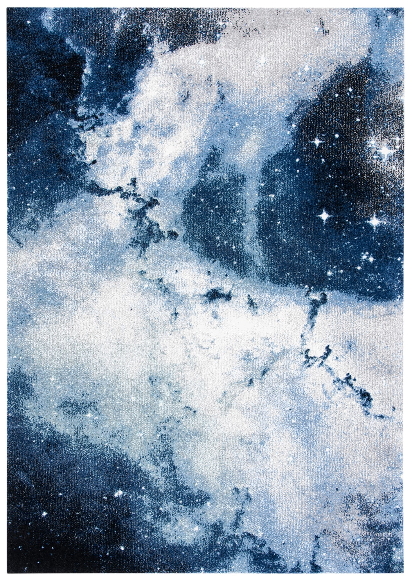 Celestial Charm Hand-Knotted Blue/Ivory Round Accent Rug