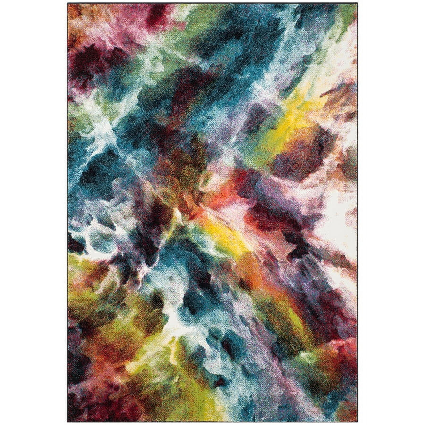 Galaxy Multicolor Abstract Synthetic Area Rug 2'7" x 5'