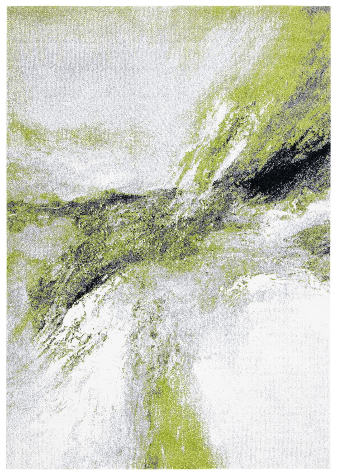 Galaxy 8' x 10' Grey and Green Abstract Area Rug