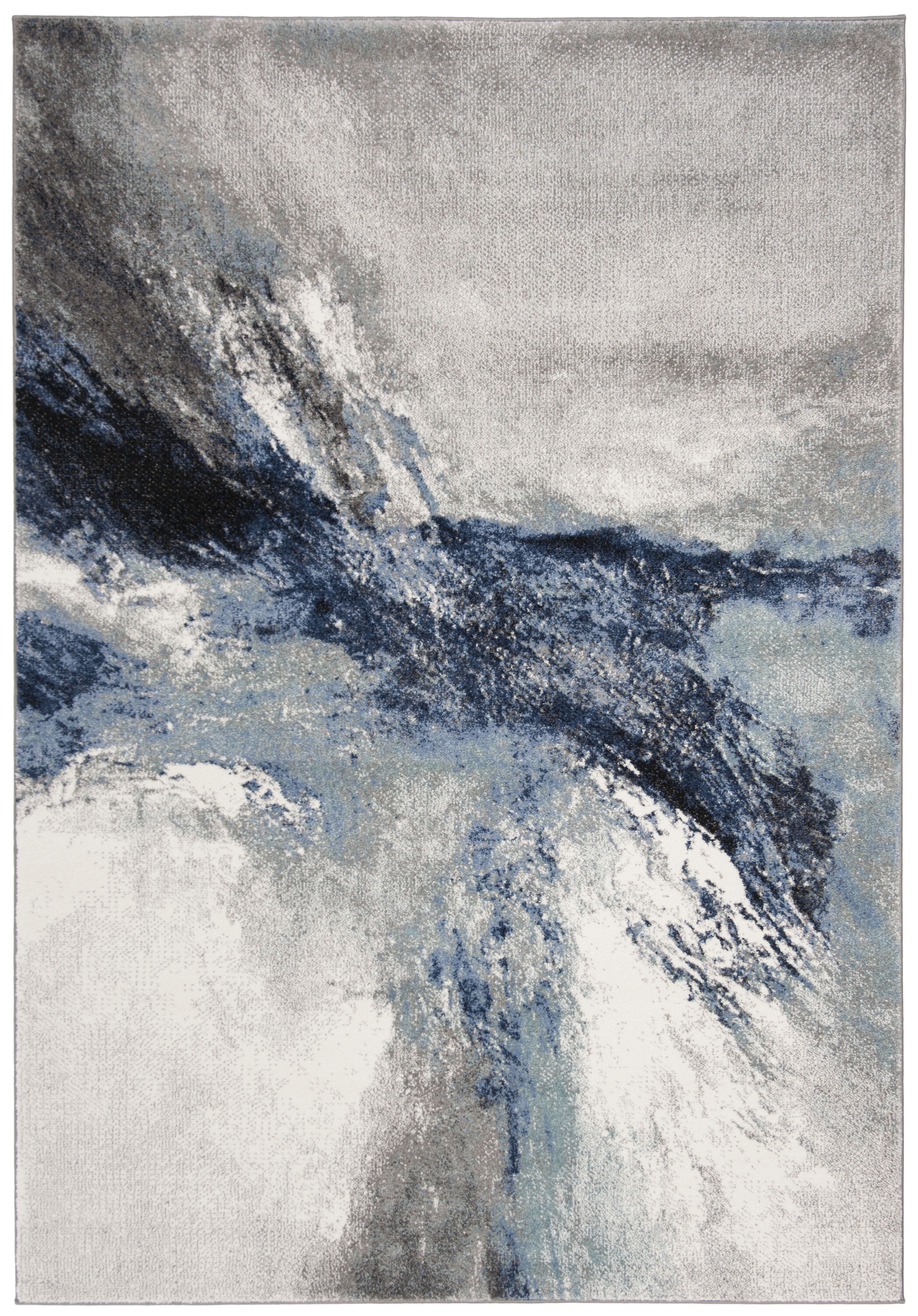 Blue and Gray Abstract Non-Slip Area Rug