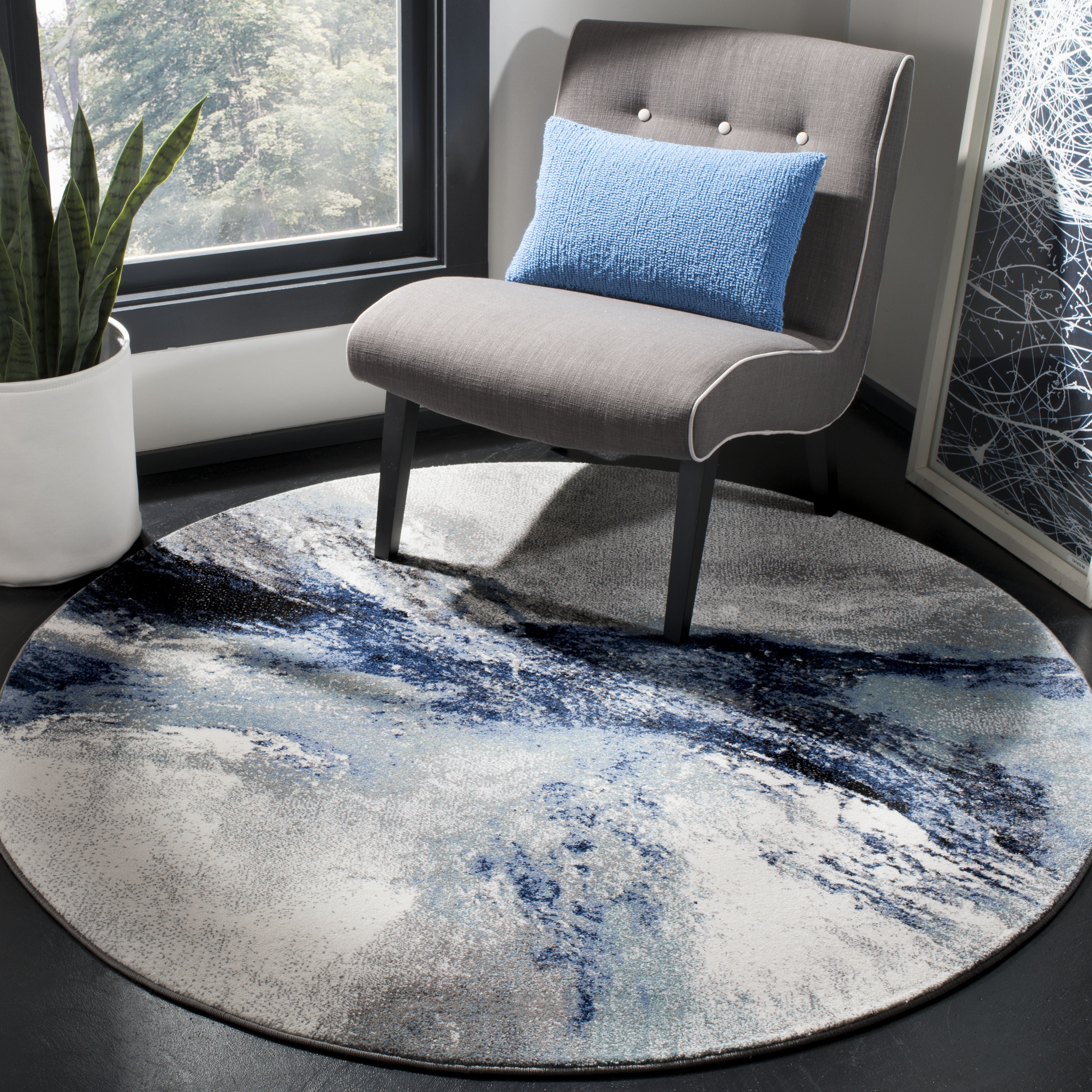 Safavieh Galaxy Rosamund Abstract Area Rug, Blue/Gray, 8' x 8' Round