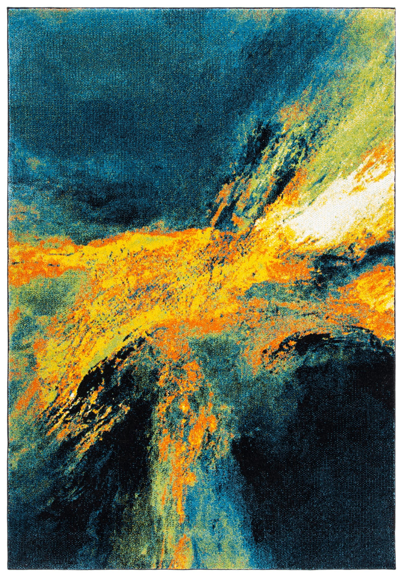 8' x 10' Blue Abstract Synthetic Non-slip Area Rug