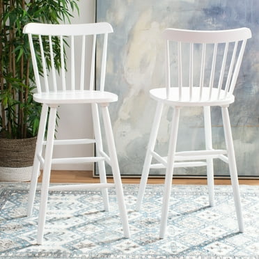 SAFAVIEH Galena Solid Spindle Back Bar Stool with Footrest, White