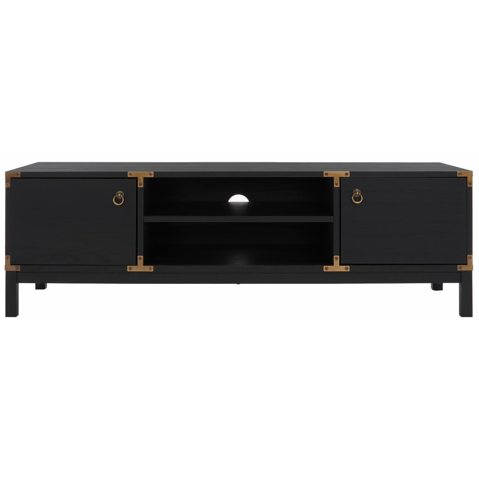 Black and Gold Two-Level Media Stand with Metal Accents