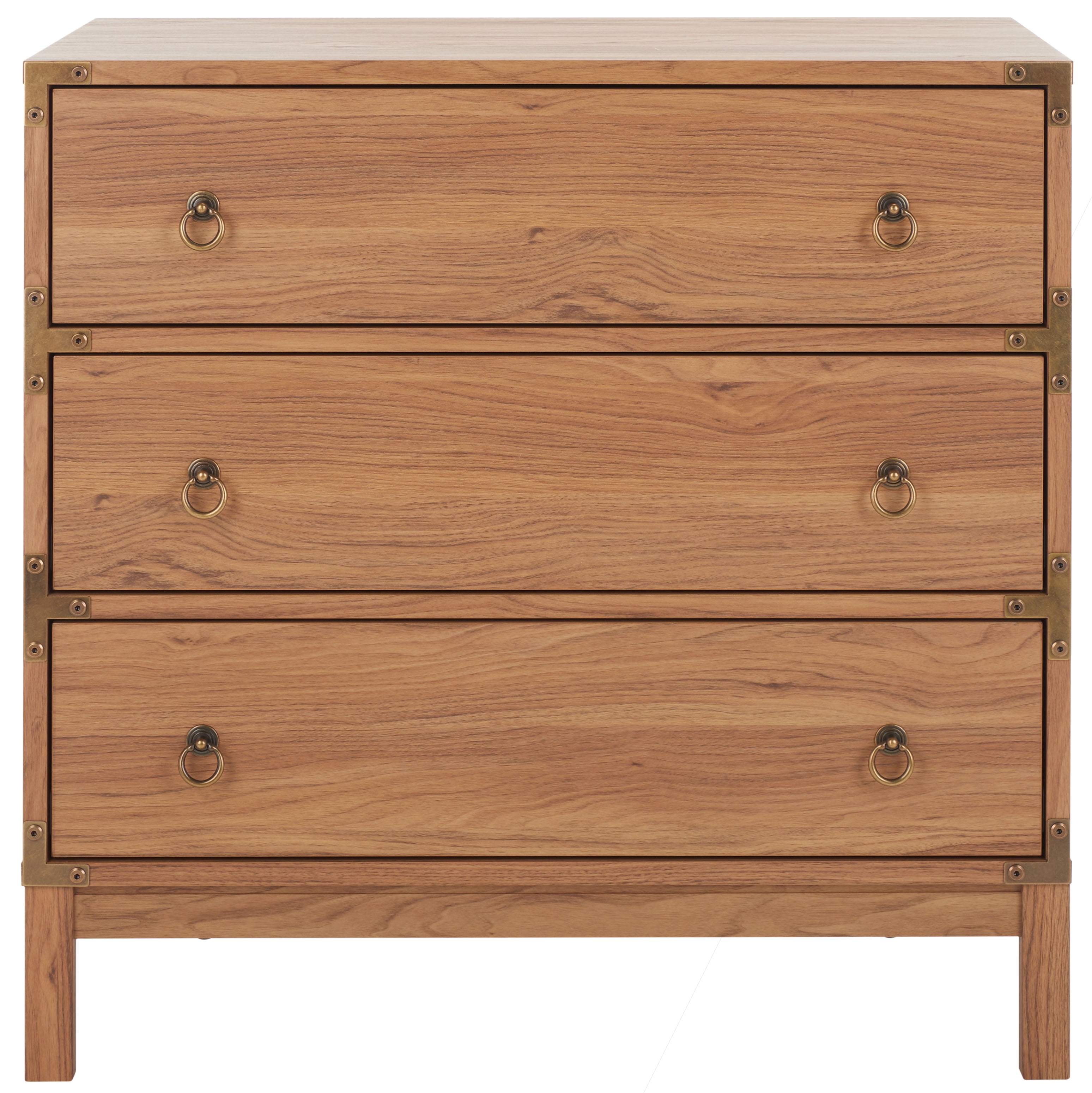 Galio Oak and Gold 3-Drawer Retro Night Table