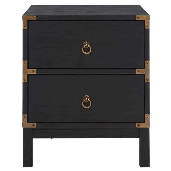 SAFAVIEH Galio Traditional Style 2 Drawer Nightstand, Black/Gold (18.5 in. W x 15.4 in. D x 22.2 in. H)