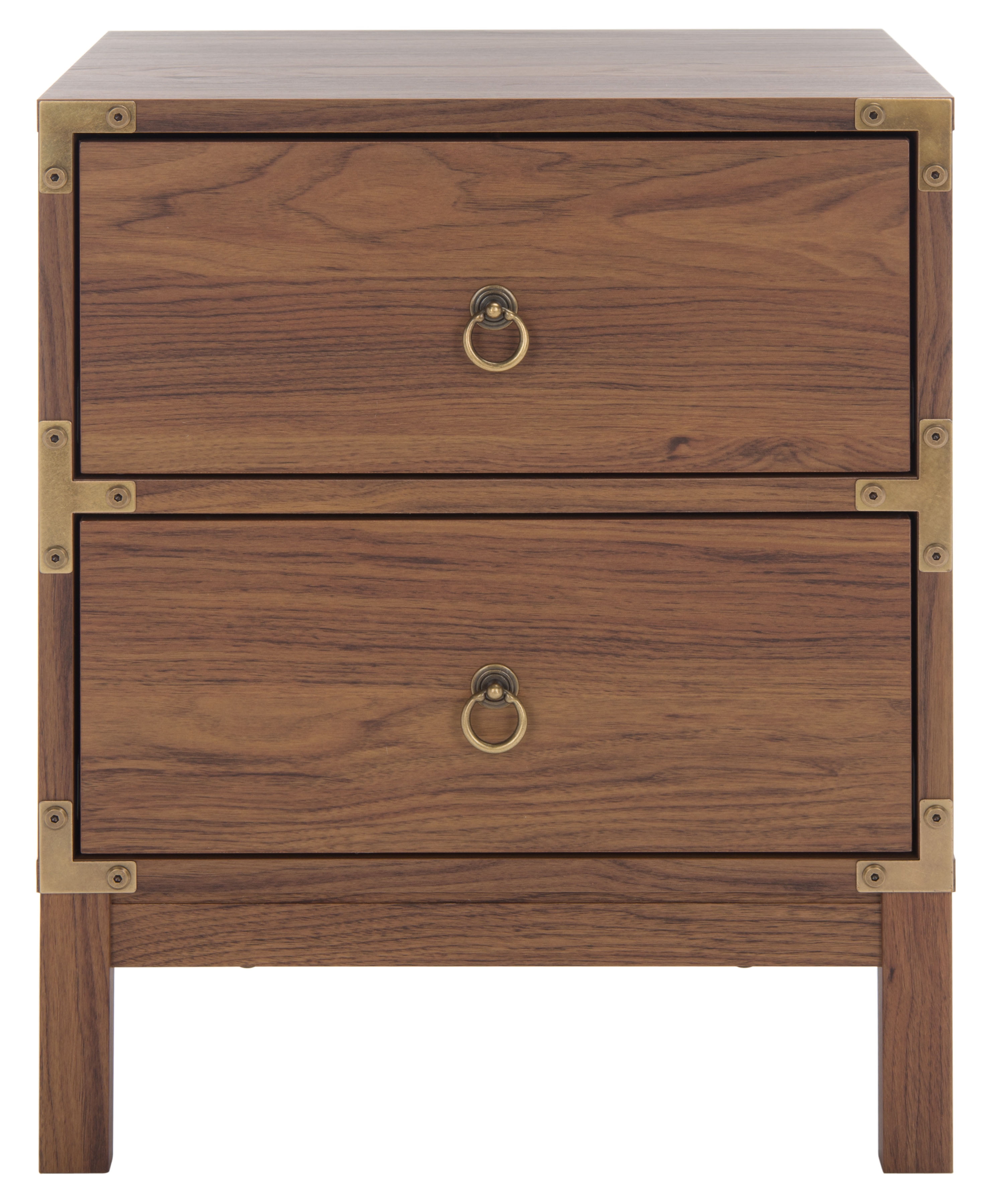Galio Walnut and Gold 2 Drawer Nightstand