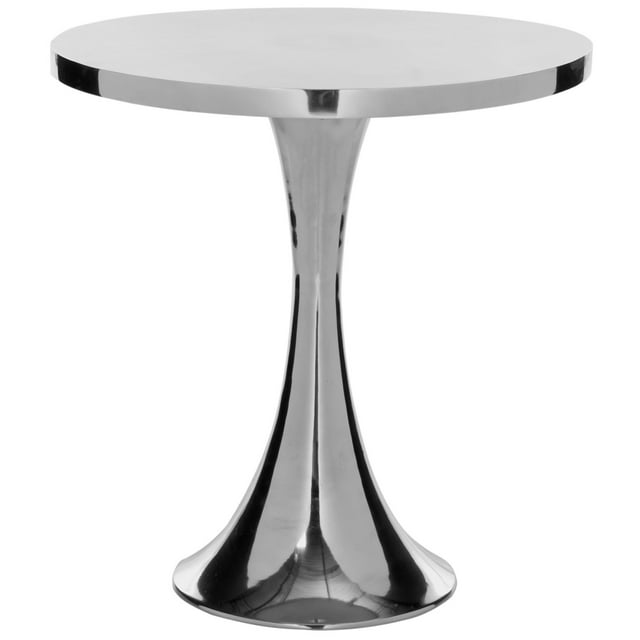 SAFAVIEH Galium 19.25 in. H Aluminum Round Top Side Table, Silver