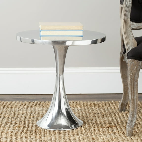SAFAVIEH Galium Aluminum Round Top Side Table Silver