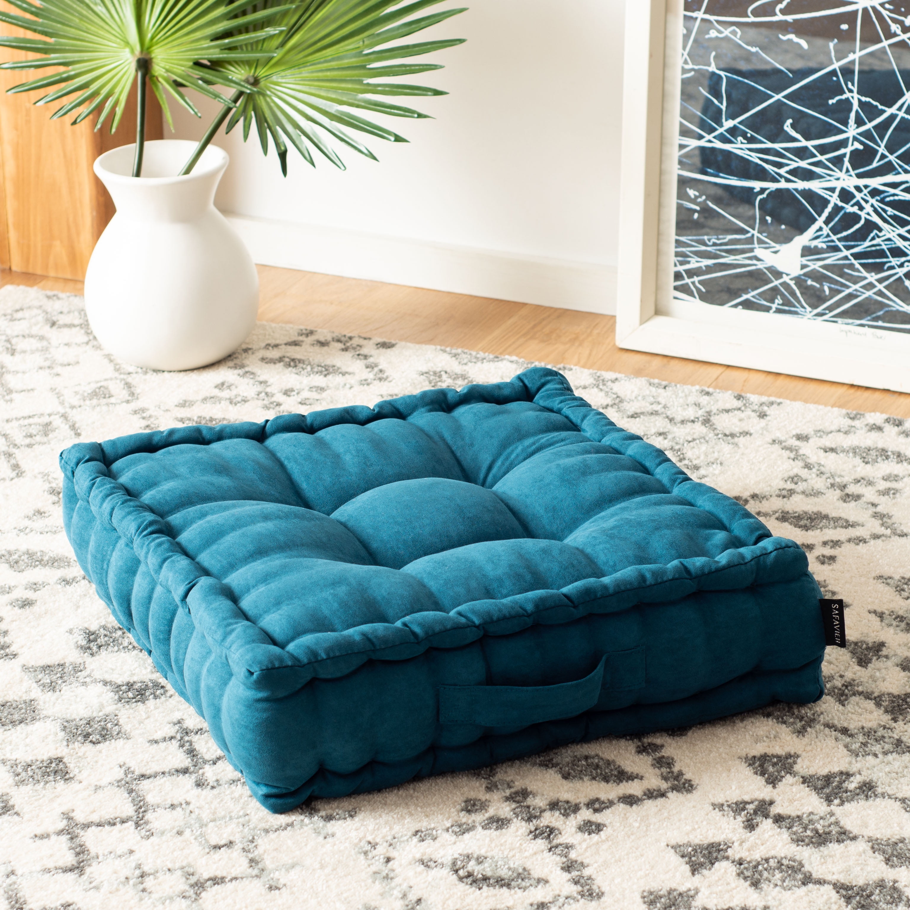 SAFAVIEH Gardenia Floor Pillow Dark Turquoise