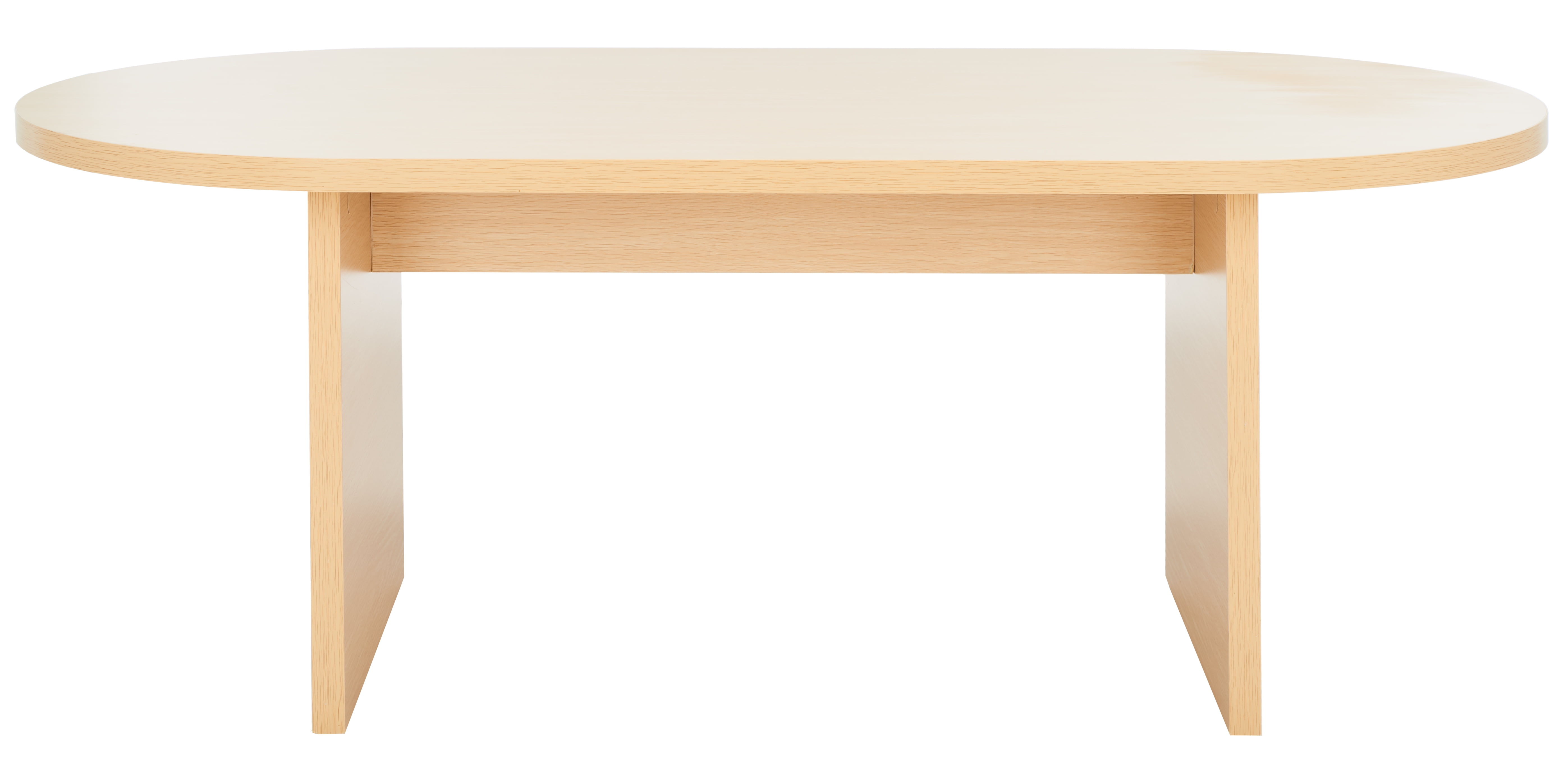 Natural Wood Oval Coffee Table with Minimalist Metal Legs