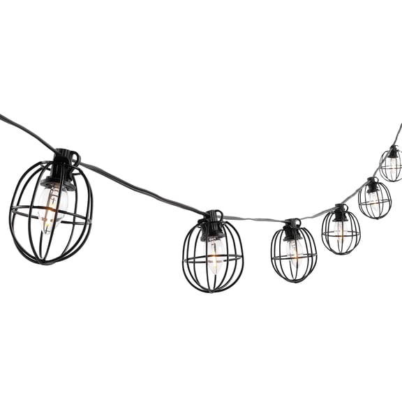 SAFAVIEH Garnet 10-Light C7 Black Plastic Outdoor String Light with Black Shade