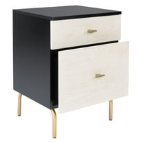 SAFAVIEH Genevieve Mid-Century 2 Drawer Nightstand, Black/White Washed