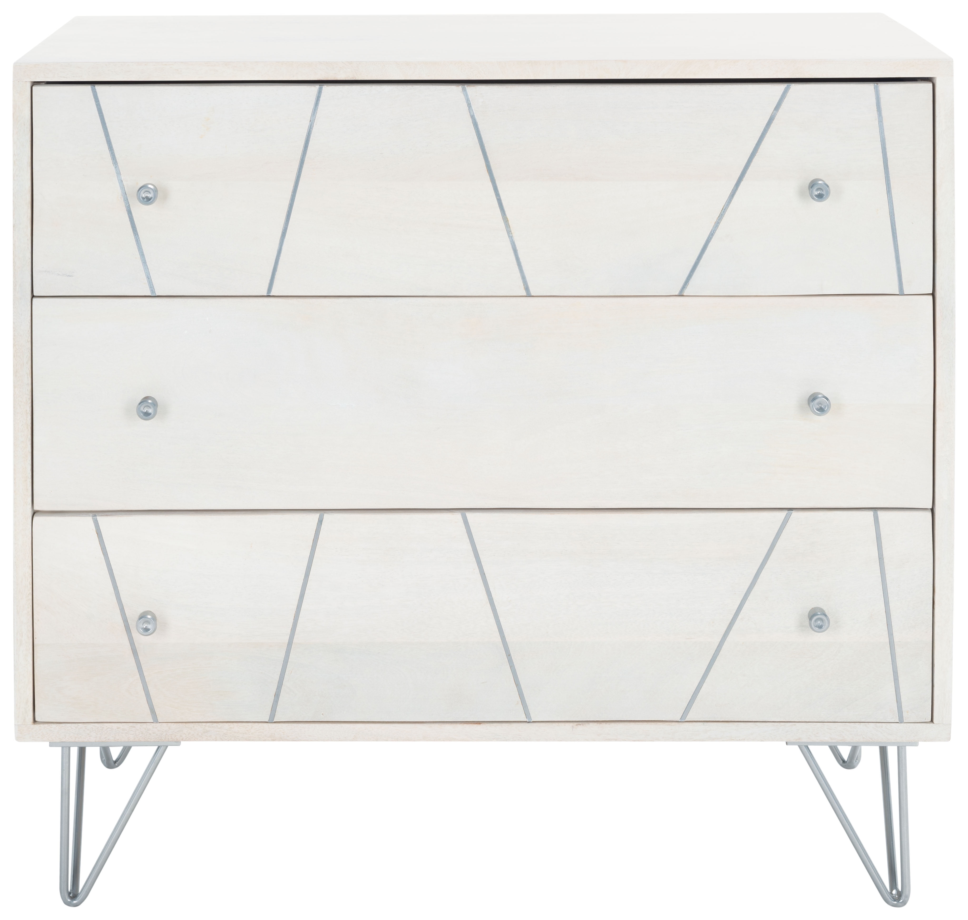Genevieve 41" Grey and White Washed Mid-Century Dresser
