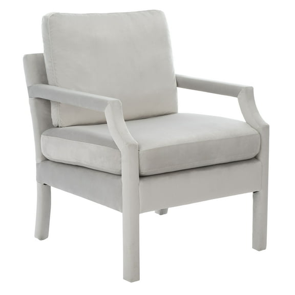 SAFAVIEH Genoa Modern Style Light Gray Upholstered Arm Chairs (25.8 in. W x 29.1 in. D x 35 in. H)