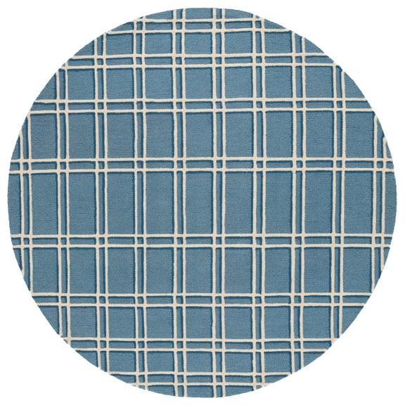 SAFAVIEH Genre Darien Geometric Area Rug, Blue/Ivory, 6' x 6' Round