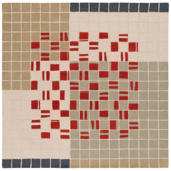 SAFAVIEH Genre Deidra Geometric Area Rug, Gray/Red, 6' x 6' Square