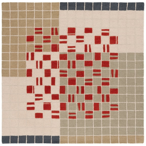 SAFAVIEH Genre Deidra Geometric Area Rug, Gray/Red, 6' x 6' Square