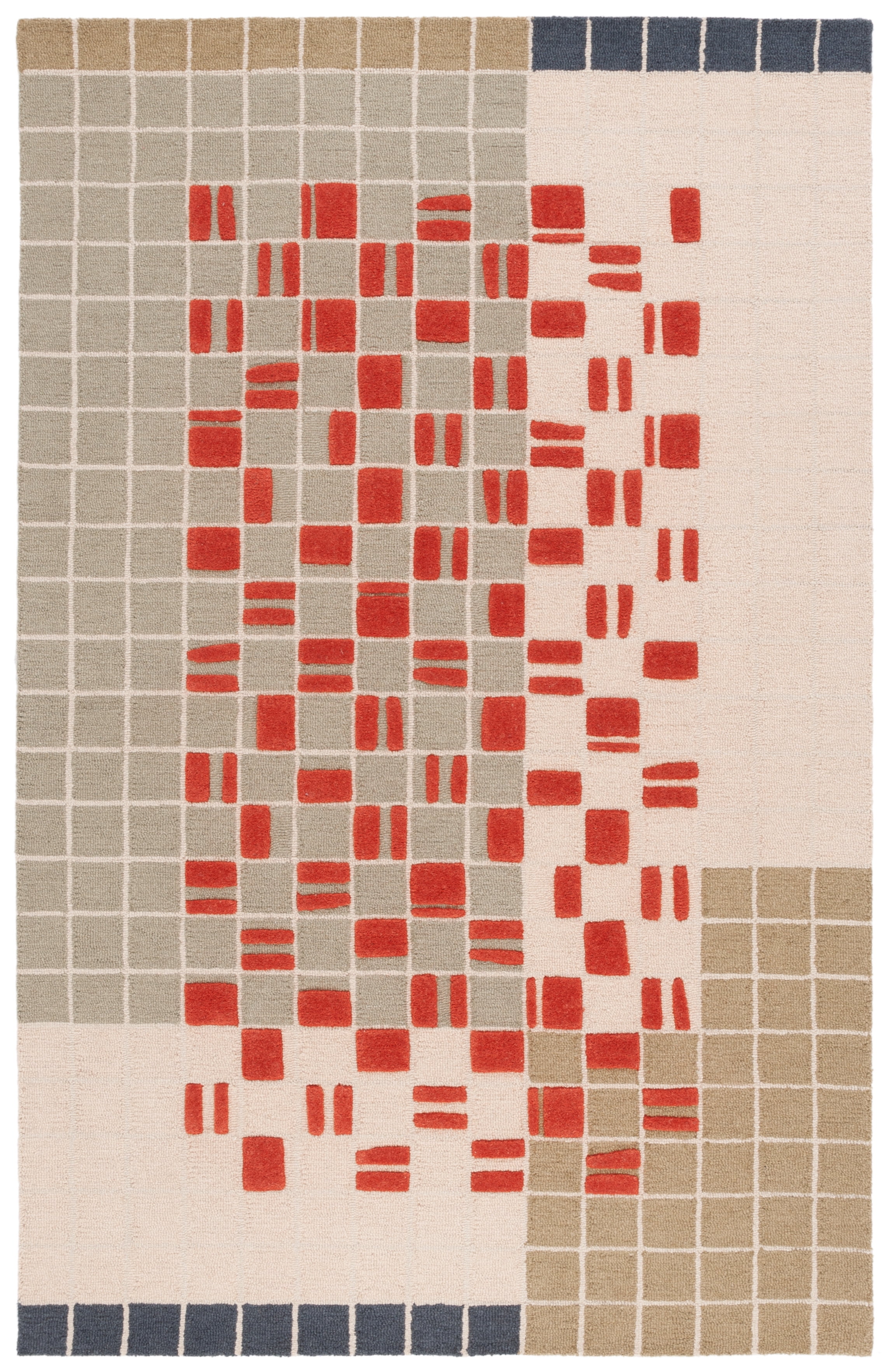 SAFAVIEH Genre Deidra Geometric Area Rug, Grey/Red, 4' x 6'