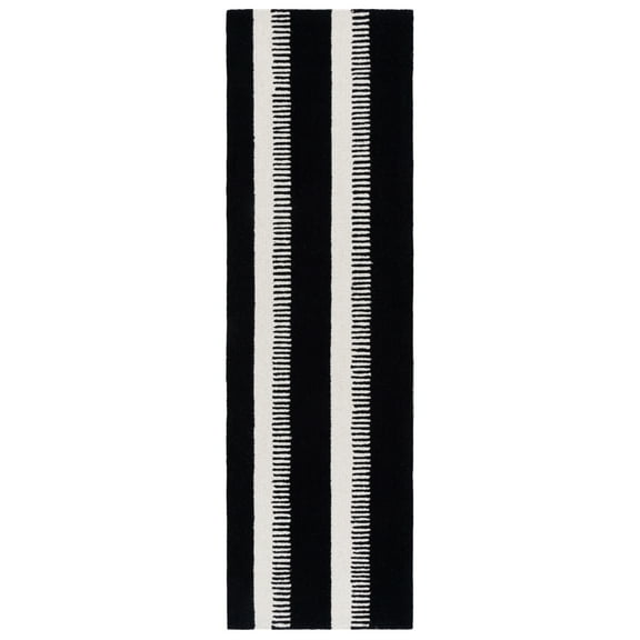 SAFAVIEH Genre Reanna Striped Runner Rug, Black/Ivory, 2'3" x 8'