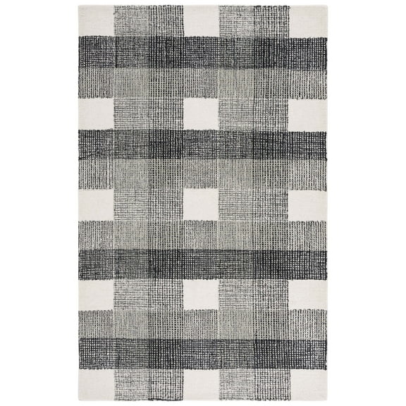 SAFAVIEH Genre Regius Plaid Area Rug, Ivory/Black, 4' x 6'