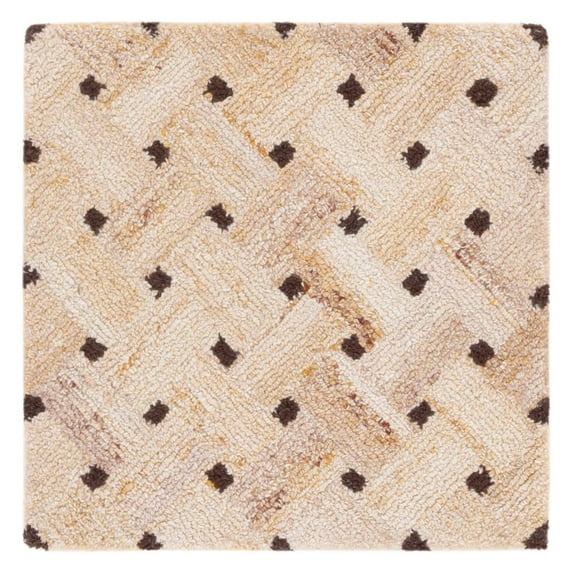 SAFAVIEH Genre Roza Geometric Area Rug, Light Brown/Ivory, 6' x 6' Square