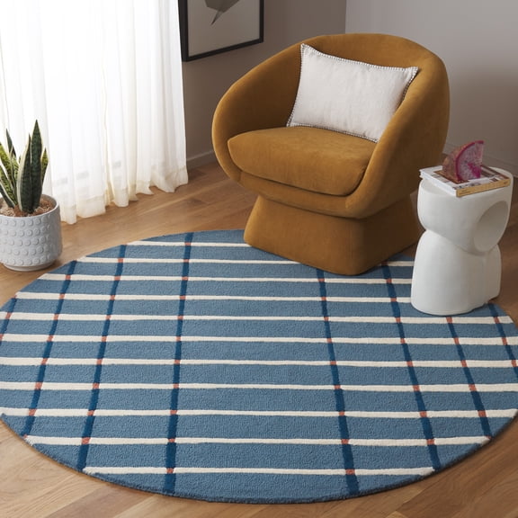 Safavieh Genre Tara Geometric Striped Area Rug, Blue/Ivory, 6' x 6' Round