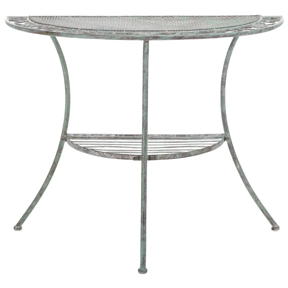 SAFAVIEH Genson Outdoor Patio Semi Circle End Table, Antique Green