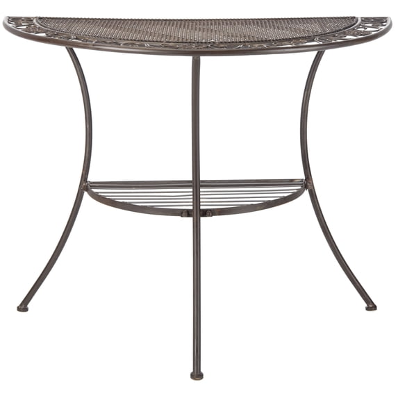 SAFAVIEH Genson Outdoor Patio Semi Circle End Table, Unearthed Rust