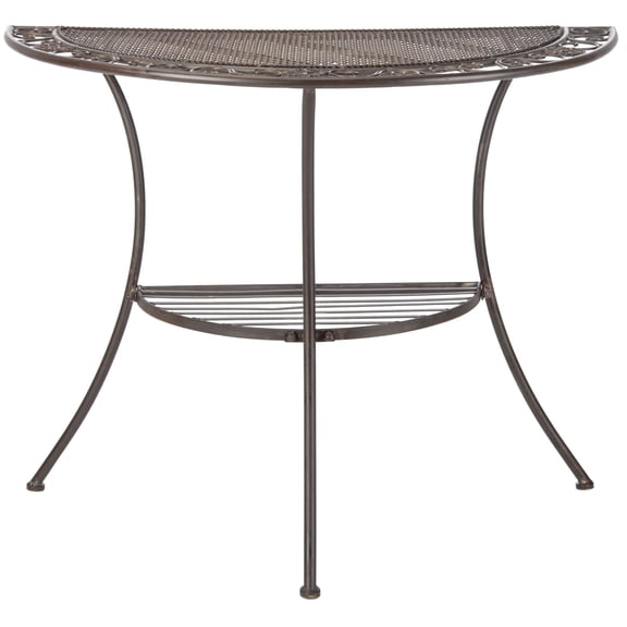 SAFAVIEH Genson Outdoor Patio Semi Circle End Table, Unearthed Rust