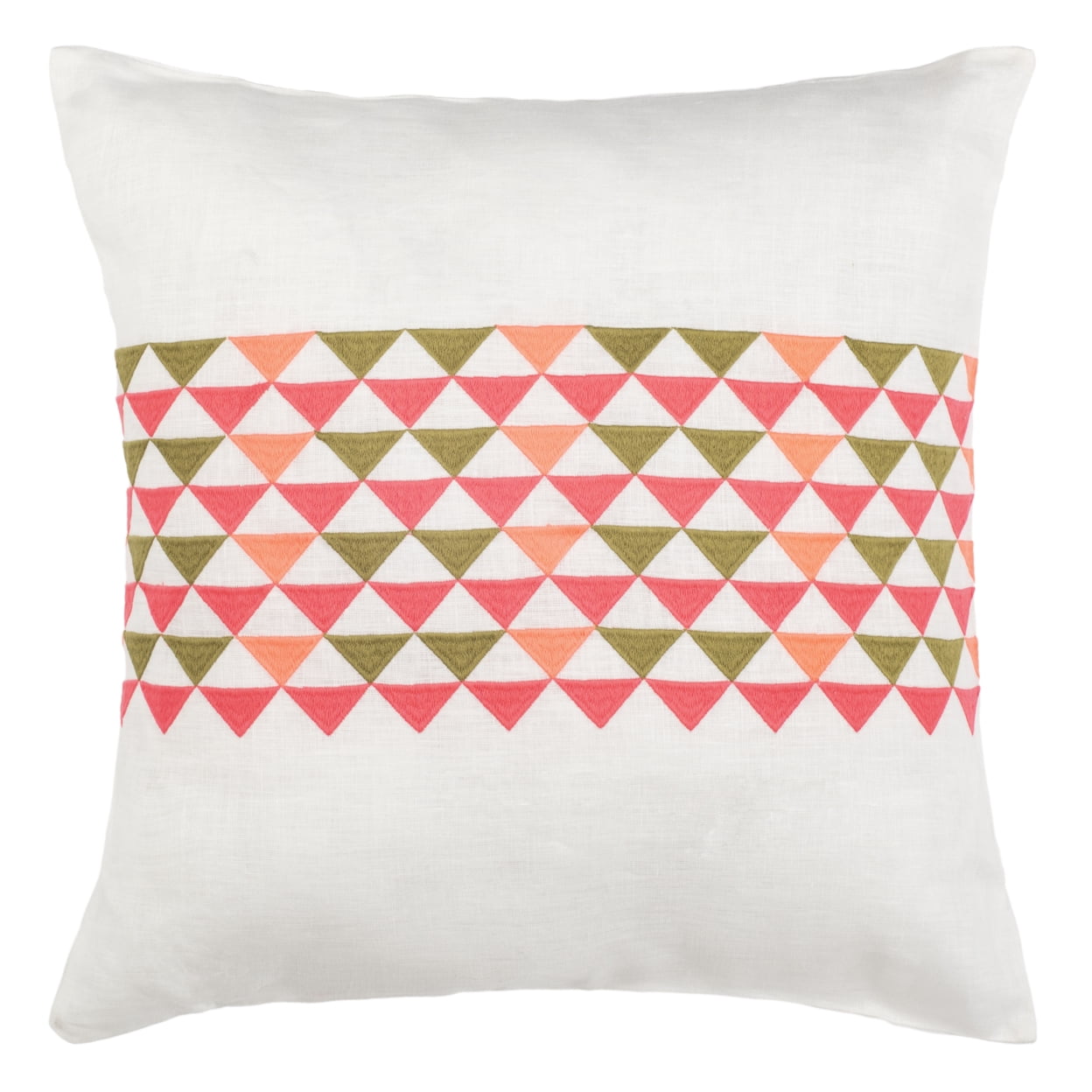 Pink and White Embroidered Rectangular Pillow Set