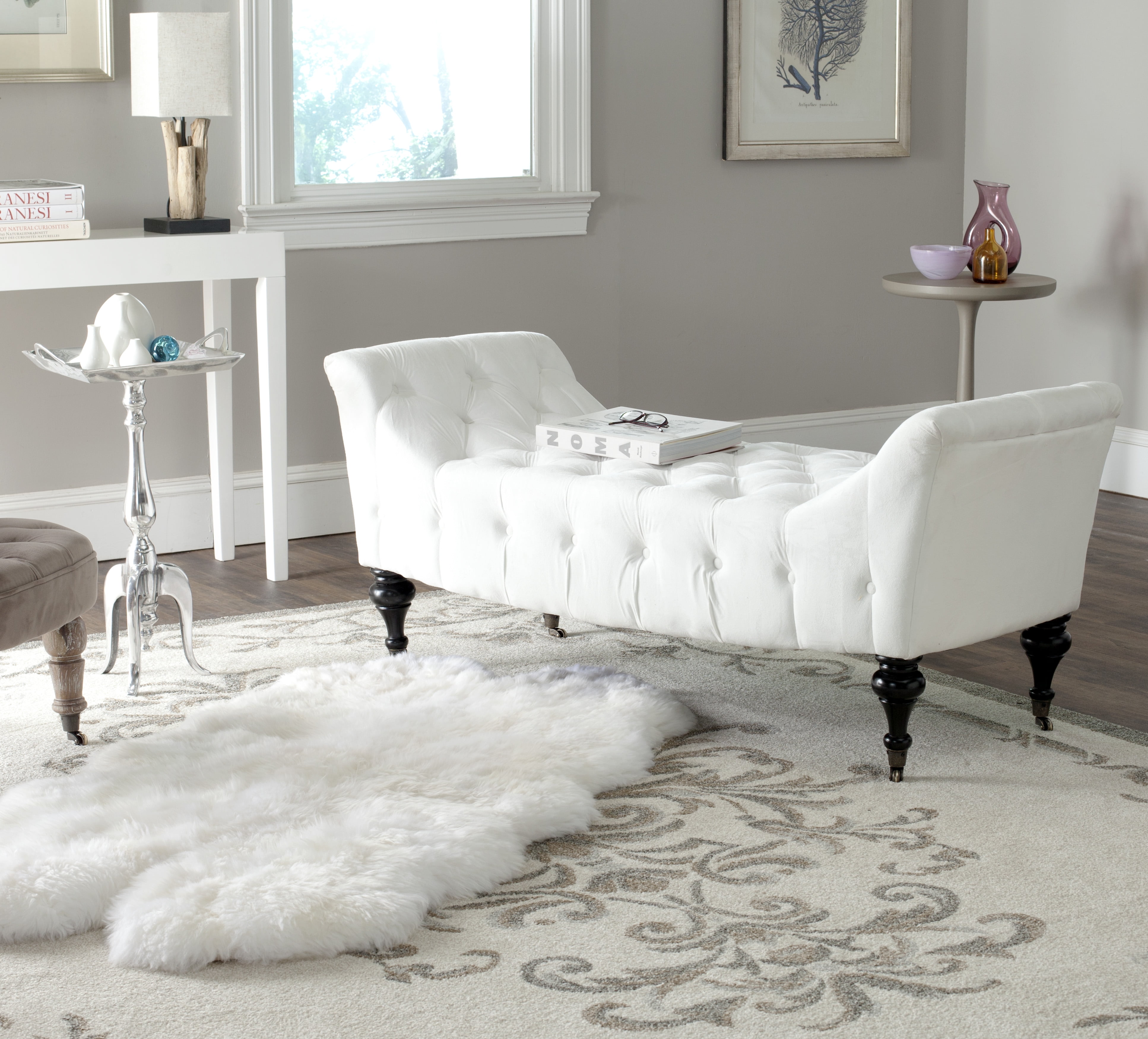 SAFAVIEH Georgette Modern Glam Tufted Bench, White