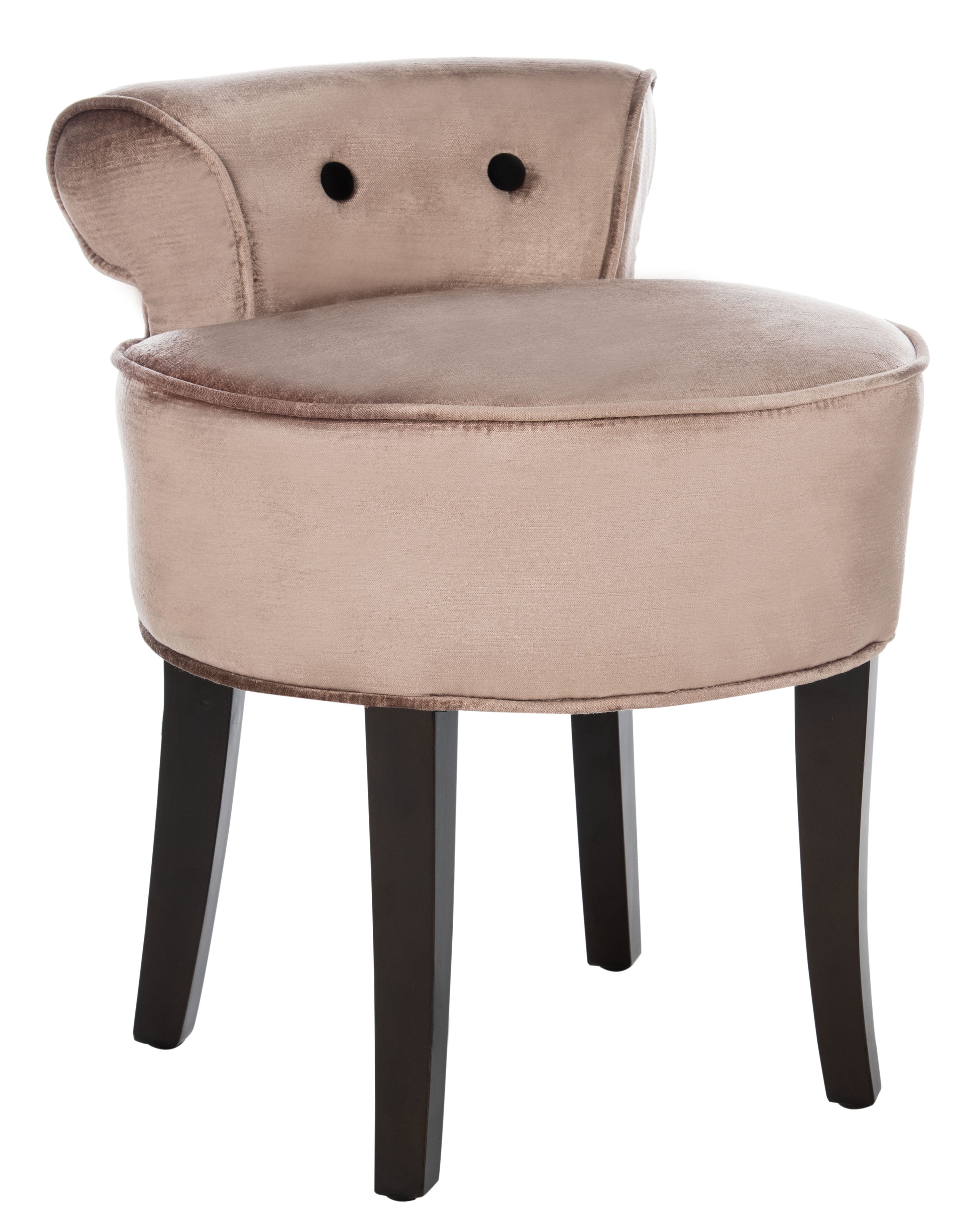 SAFAVIEH Georgia Contemporary Glam Upholstered Vanity Stool, Mink Brown