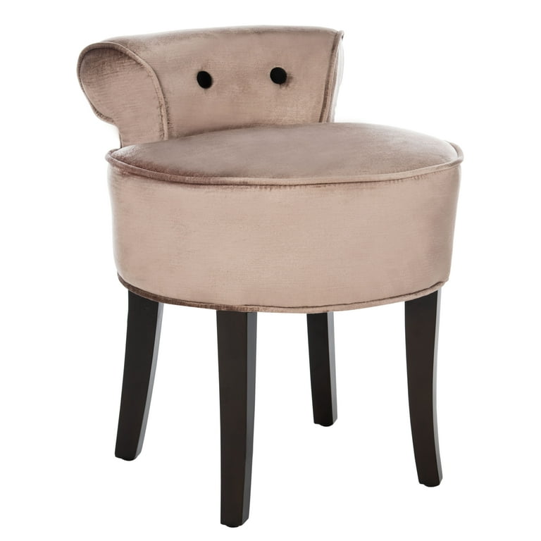SAFAVIEH Georgia Contemporary Glam Upholstered Vanity Stool Mink Brown Walmart