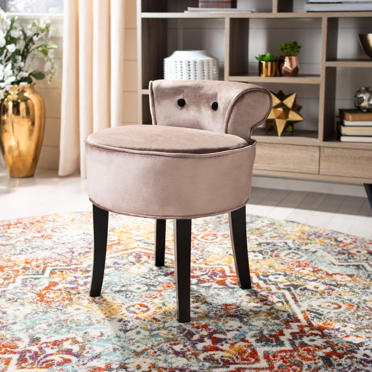 sachin and babi light blue dress SAFAVIEH Georgia Vanity Stool Champagne