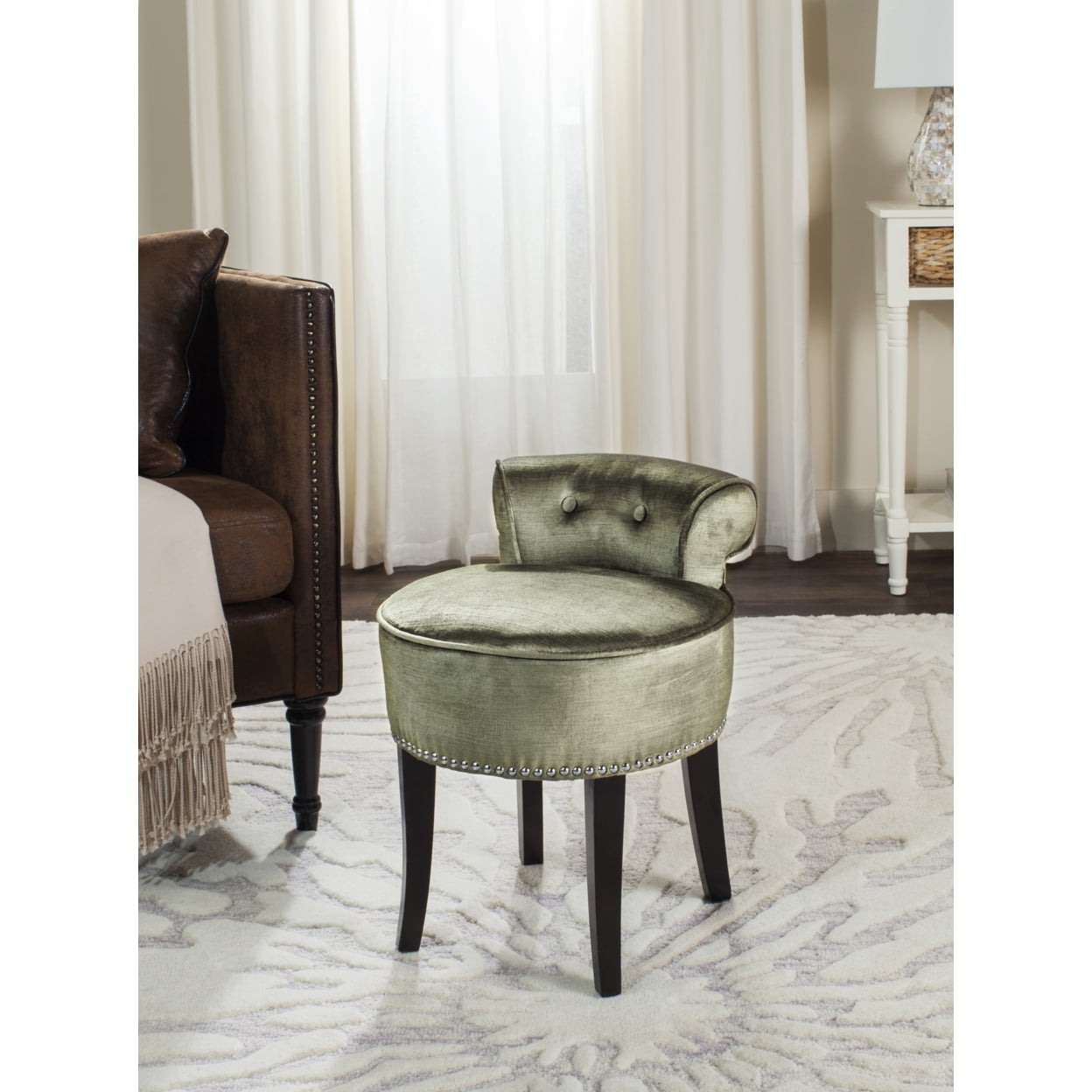 Sage Green Green Velvet Dressing Table Stool Green Velvet Upholstered  Makeup Vanity Table With Mirror Dressing