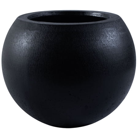 SAFAVIEH Gerand Concrete Modern Solid Round Patio Planter, Black