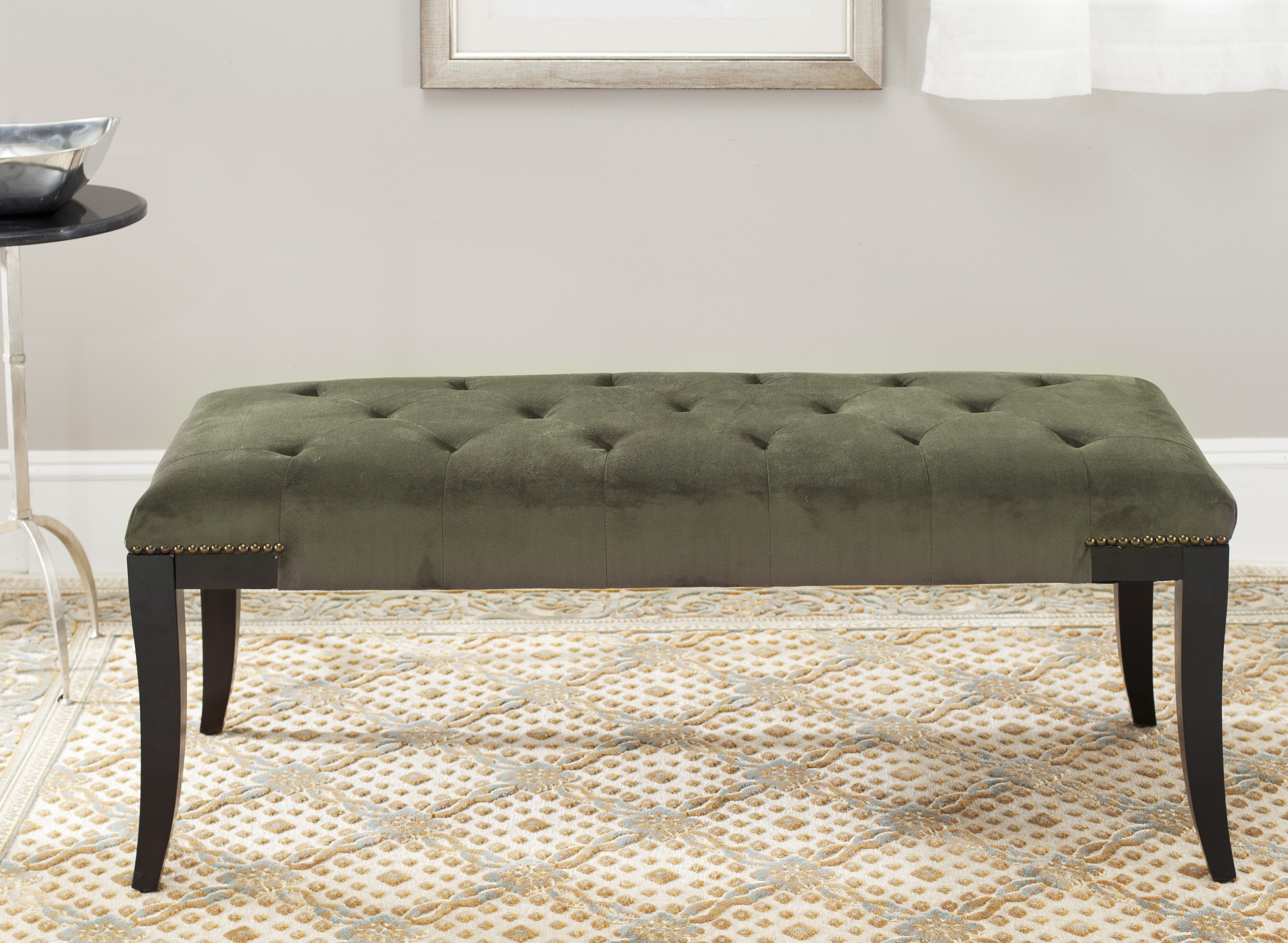 SAFAVIEH Gibbons Classic Glam Upholstered Bench w/ Nail Heads